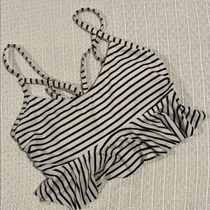 COCOSHIP Black and White Striped Bikini Top